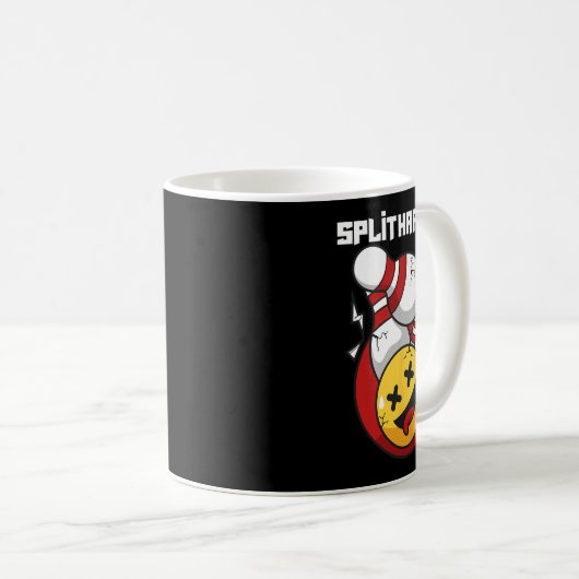 Split Happens Funny Bowling Bowler Kaffeetasse (VorderseiteRechts)