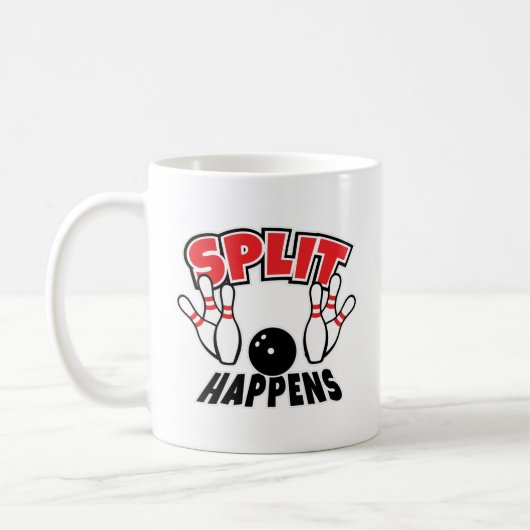 Split Happens Funny Bowling Kaffeetasse (Links)