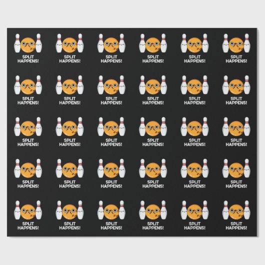Split Happens Funny Bowling Pun Dark BG Geschenkpapier (Flach)