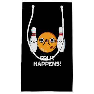 Split Happens Funny Bowling Pun Dark BG Kleine Geschenktüte