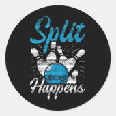 Split Happens Funny Bowling Runder Aufkleber (Vorderseite)