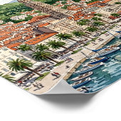 Split Kroatien Dalmatien Balkan Aquarell Kunst Ans Poster (Ecke)