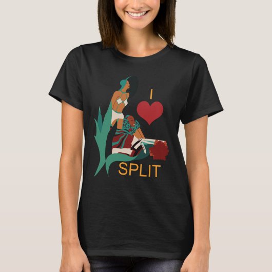 Split Kroatien Herz Illustration Grün Reisen T-Shirt (Vorderseite)