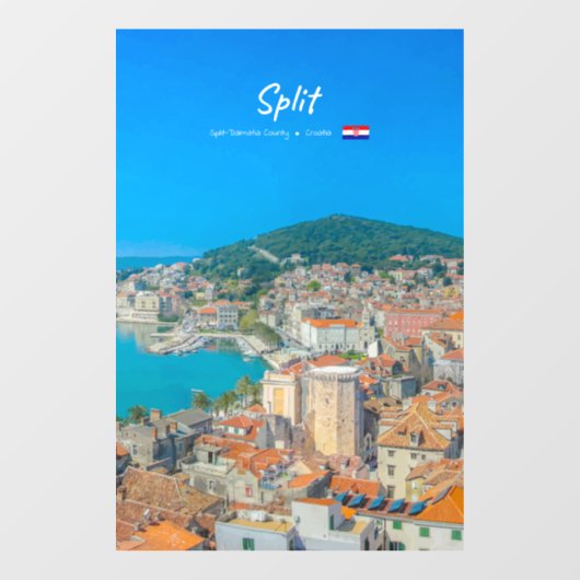 Split, Kroatien - Küstenstadt Fensteraufkleber (Blatt)