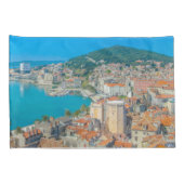 Split, Kroatien - Küstenstadt Kissenbezug (Rückseite-Rechts)