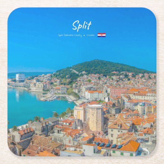 Split, Kroatien - Küstenstadt Rechteckiger Pappuntersetzer (Vorderseite)