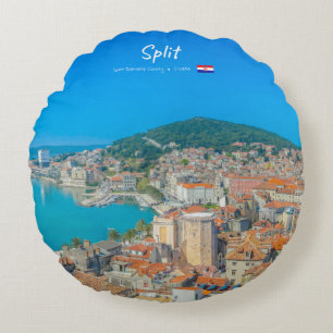 Split, Kroatien - Küstenstadt Rundes Kissen