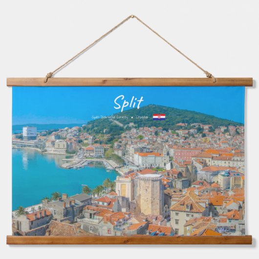 Split, Kroatien - Küstenstadt Wandteppich Mit Holzrahmen (Vorne)