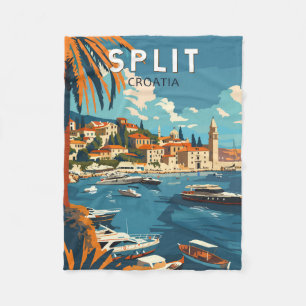 Split Kroatien Reise Kunst Vintage Fleecedecke