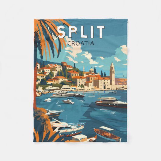 Split Kroatien Reise Kunst Vintage Fleecedecke (Vorderseite)