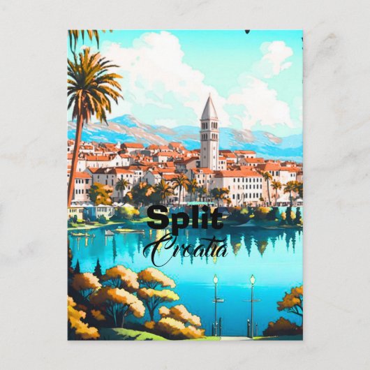 Split Kroatien Reise Postkarte, Split Reise Kunst, Postkarte (Vorderseite)