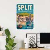 Split Kroatien Retro-Stadtbild Reise Poster (Heimbüro)