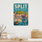 Split Kroatien Retro-Stadtbild Reise Poster (Küche)