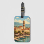 Split Kroatien Vintage Adriatische Küste Gepäckanhänger (Vorderseite Vertikal)