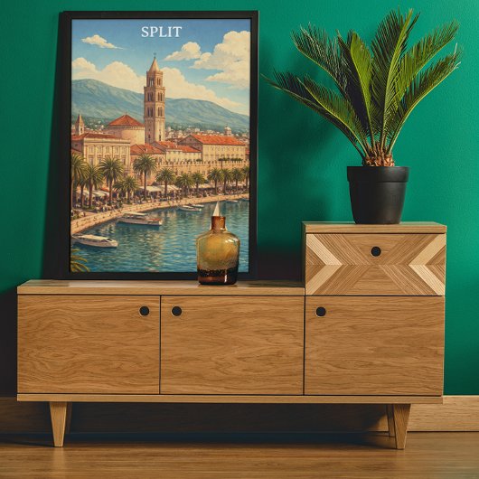 Split Kroatien Vintage Adriatische Küste Poster