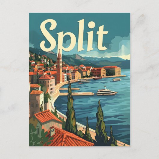 Split Kroatien Vintage Postkarte (Vorderseite)