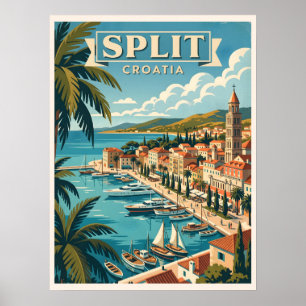 Split Kroatien Vintage Reise Poster