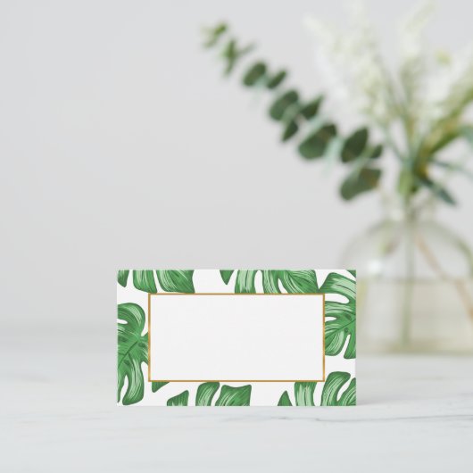 Split Leaf Philodendron Summer Wedding Platzkarte (Stehend Vorderseite)