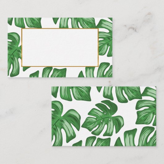 Split Leaf Philodendron Summer Wedding Platzkarte (Vorne/Hinten)