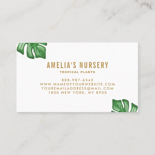 Split Leaf Philodendron Tropical Business Card Visitenkarte (Rückseite)