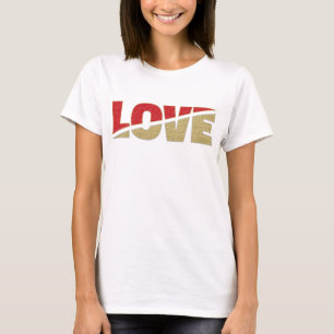 Split Liebe Letters Red Gold Silver Glitzer T-Shirt