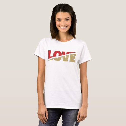 Split Liebe Letters Red Gold Silver Glitzer T-Shirt (Vorne ganz)
