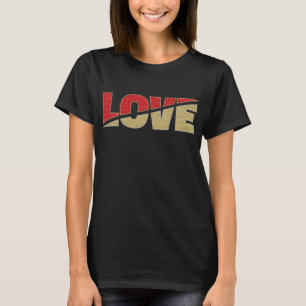 Split Liebe Typografie Red Gold Silver Glitzer T-Shirt
