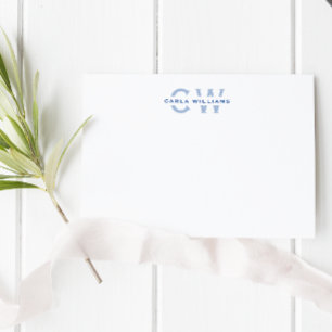 Split Monogram elegant formal note from blue Mitteilungskarte