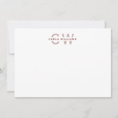 Split Monogram, elegante formale Note aus Rot Mitteilungskarte (Vorderseite)