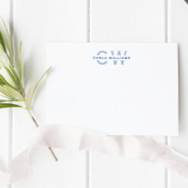 Split Monogram, elegante formale Note, blau Mitteilungskarte