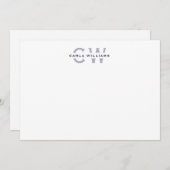 Split Monogram elegante formale Note von NAVY Mitteilungskarte (Vorne/Hinten)