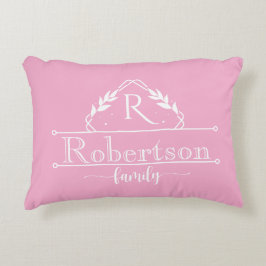 Split Monogram Family Name Baby Pink Frame Dekokissen