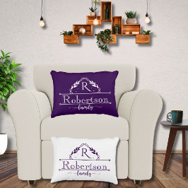 Split Monogram Family Name Royal Purple Frame Dekokissen