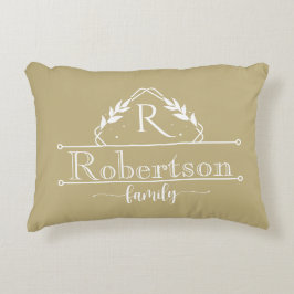 Split Monogram Family Name Sand Colo Frame Dekokissen