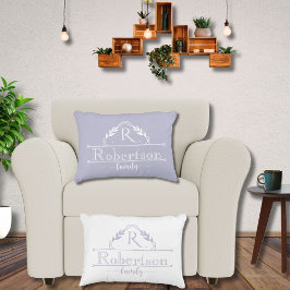 Split Monogram Family Name Soft Lavender Frame Dekokissen