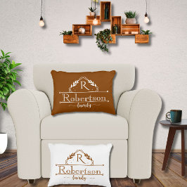 Split Monogram Family Name Terracotta Frame Dekokissen