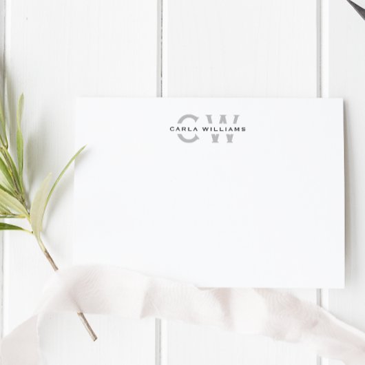 Split Monogram formale Note aus grau Mitteilungskarte