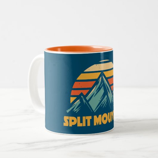 Split Mountain California Retro Türkis Zweifarbige Tasse (Vorderseite Links)