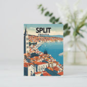 Split Nostalgic Travel Postkarte (Stehend Vorderseite)