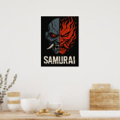 Split-Oni-Maske-Samurai-Plakat Poster (Küche)