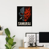 Split-Oni-Maske-Samurai-Plakat Poster (Heimbüro)