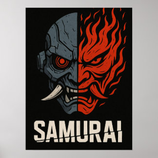 Split-Oni-Maske-Samurai-Plakat Poster