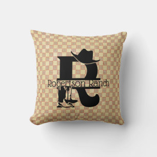 Split 'R' Cowboy Monogram Kissen