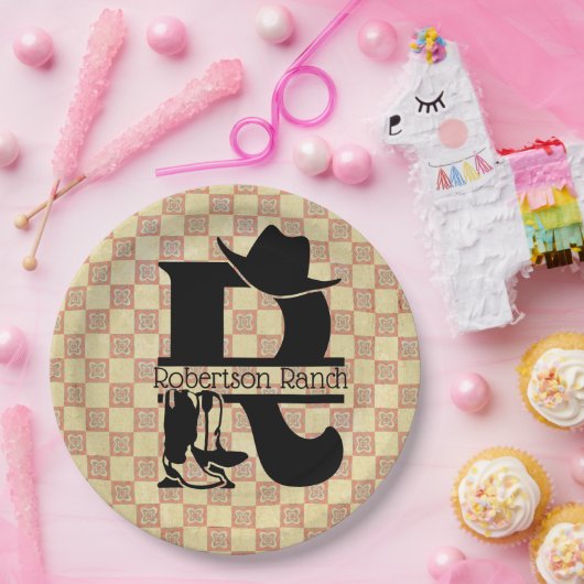 Split 'R' Cowboy Monogram Pappteller (Party)