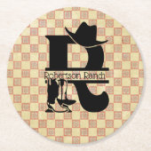 Split 'R' Cowboy Monogram Runder Pappuntersetzer (Vorderseite)
