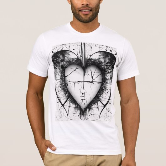 "Split Reflections - Stylized Fine Line Art T-Shi T-Shirt (Vorderseite)
