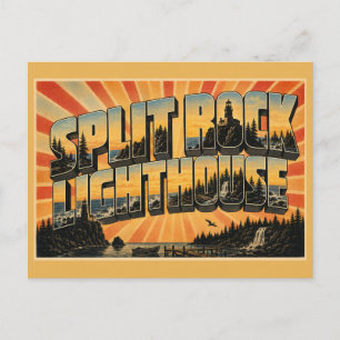 Split Rock Leuchtturm MN Vintage Reise Kunst Postkarte