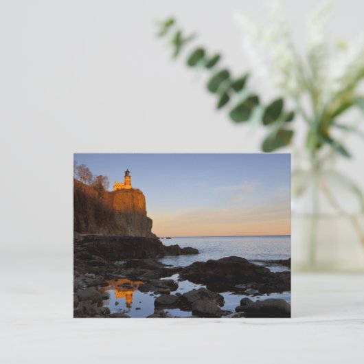 Split Rock Lighthouse bei Sonnenuntergang bei zwei Postkarte (Stehend Vorderseite)