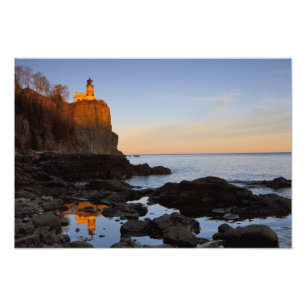 Split Rock Lighthouse bei Sonnenuntergang nahe Two Fotodruck