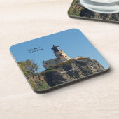 Split Rock Lighthouse from beach plastic coasters Getränkeuntersetzer (Linke Seite)
